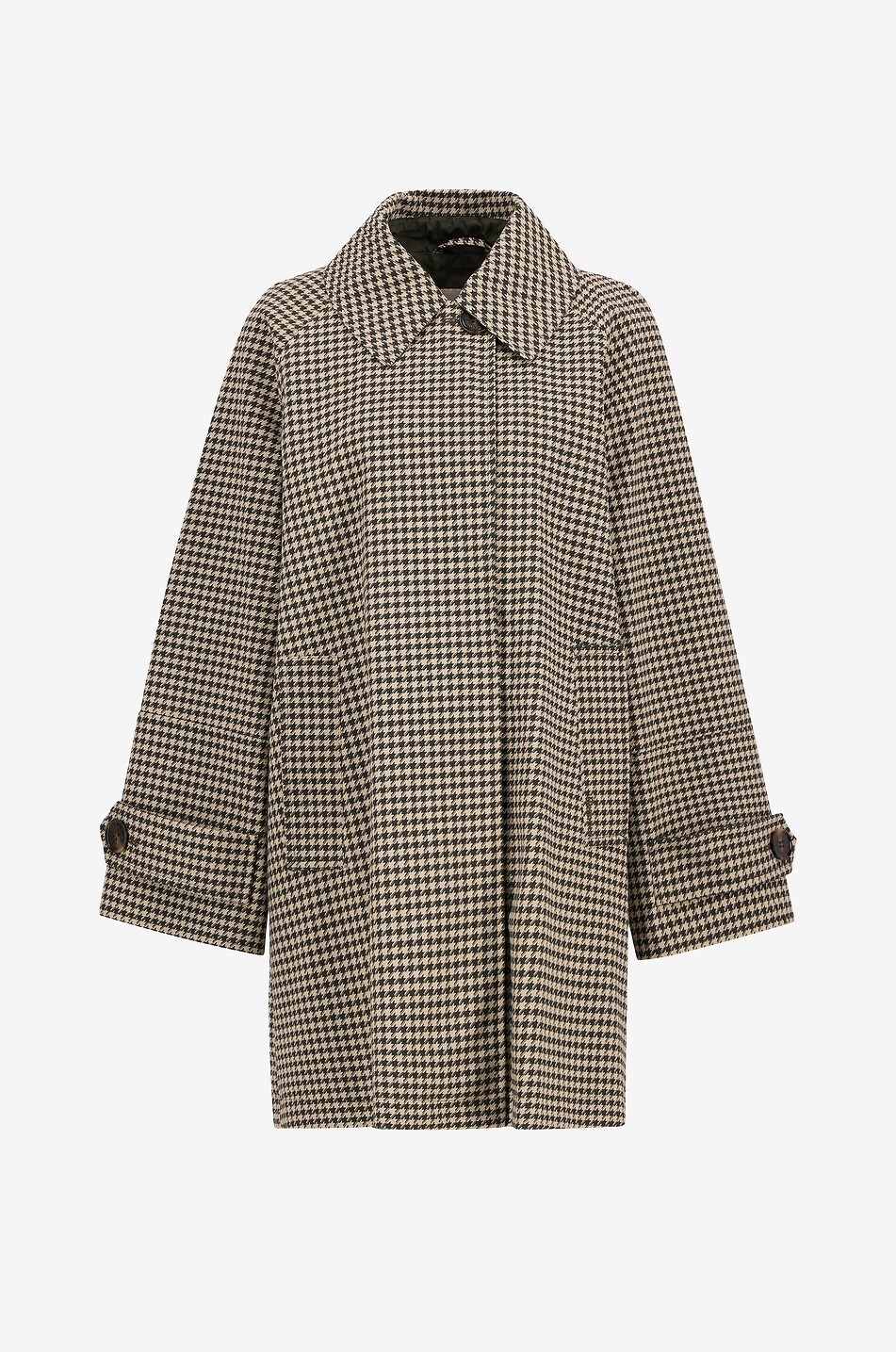 BARBOUR Kennedy showerproof houndstooth patterned mid-length coat Women DARK GREEN 1