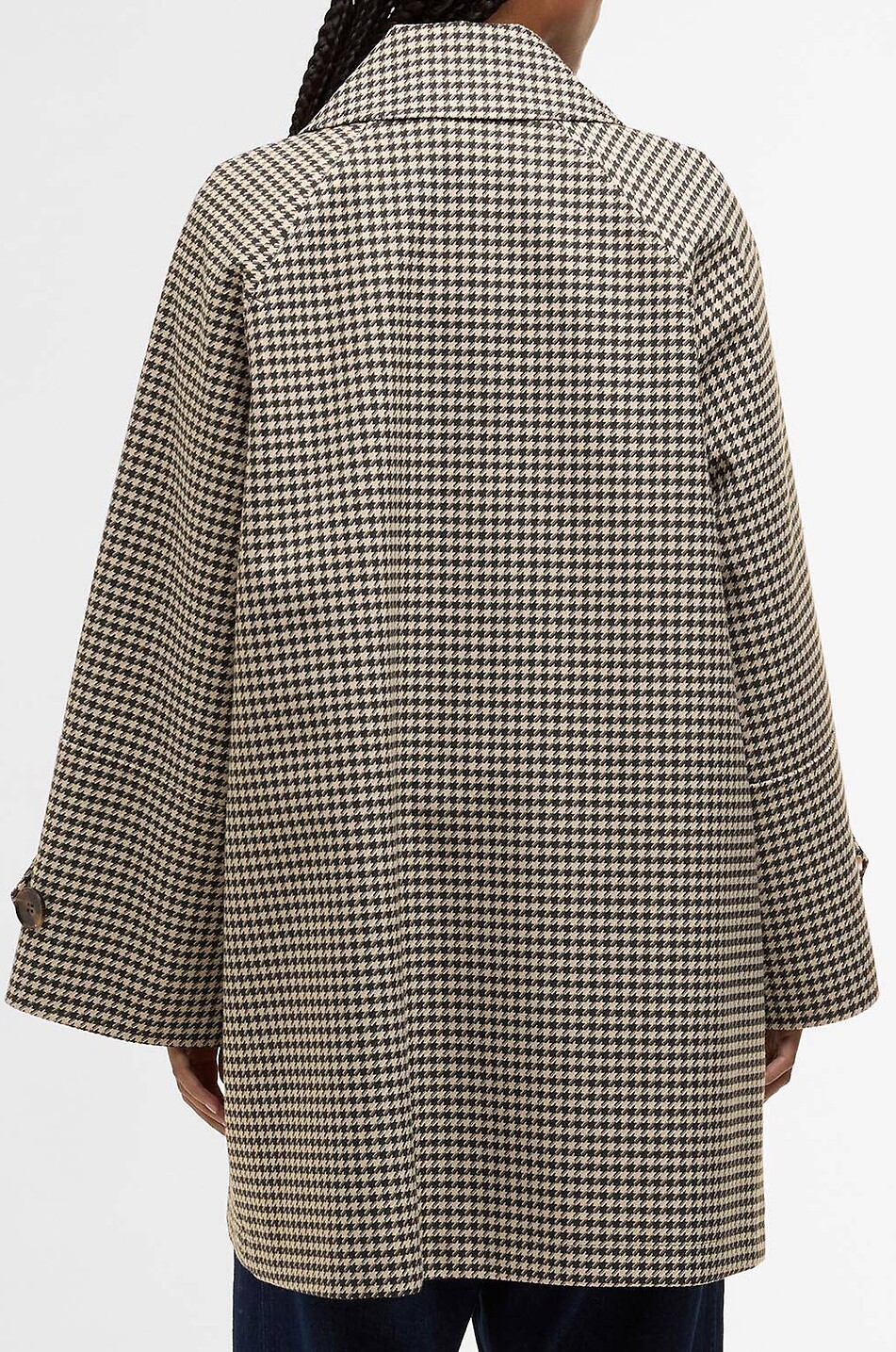 BARBOUR Kennedy showerproof houndstooth patterned mid-length coat Women DARK GREEN 3