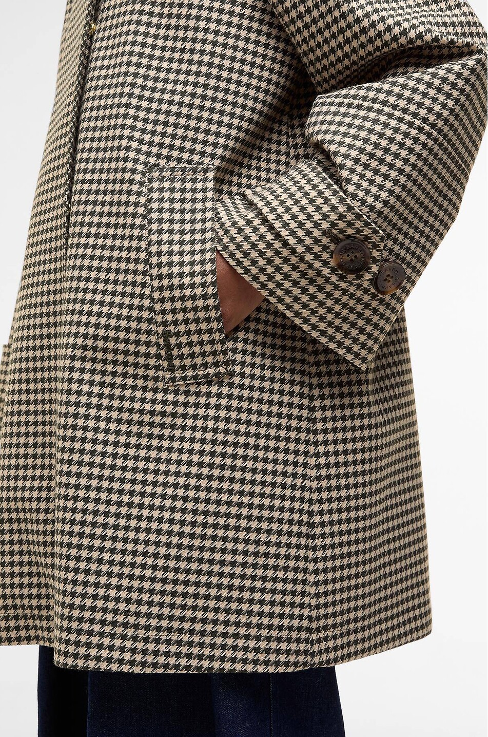 BARBOUR Kennedy showerproof houndstooth patterned mid-length coat Women DARK GREEN 5