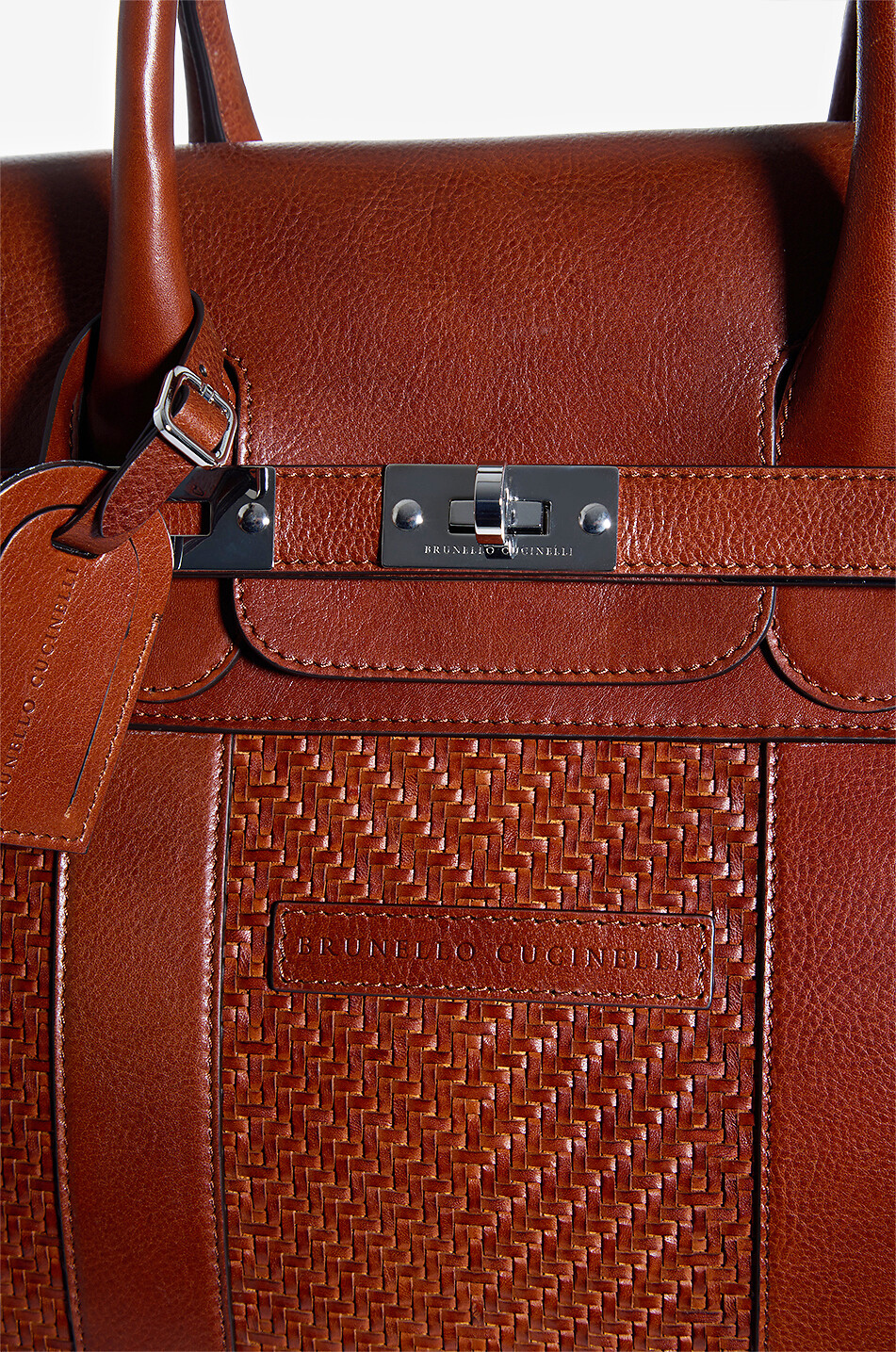 BRUNELLO CUCINELLI Sac de voyage tressé en cuir lisse Country Homme MARRON 5