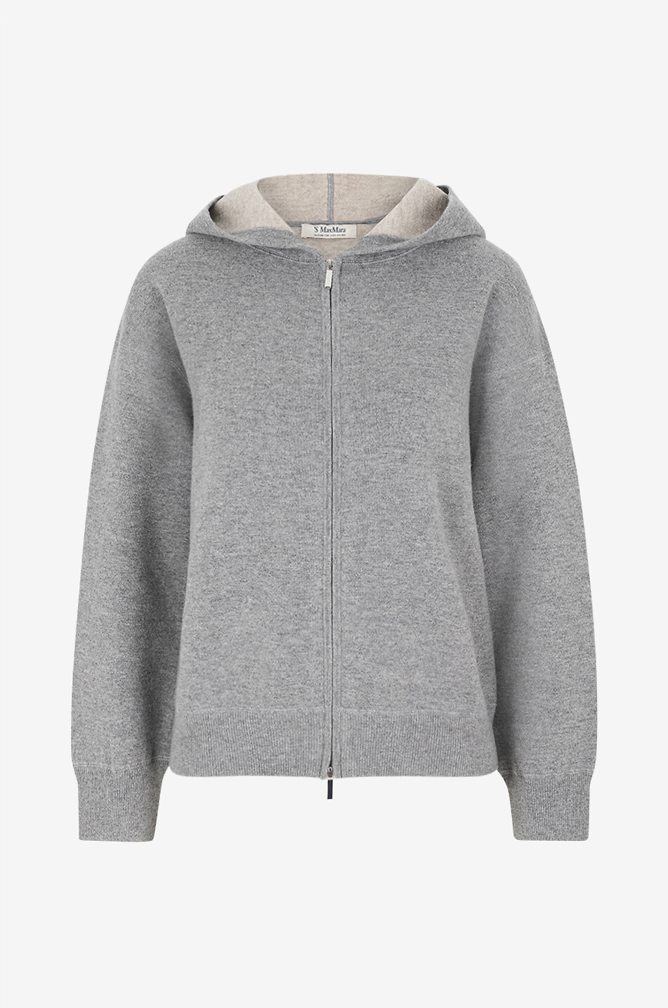 'S MAX MARA Cardigan jacquard à capuche en laine et cachemire Quiete Femme GRIS MOYEN 2