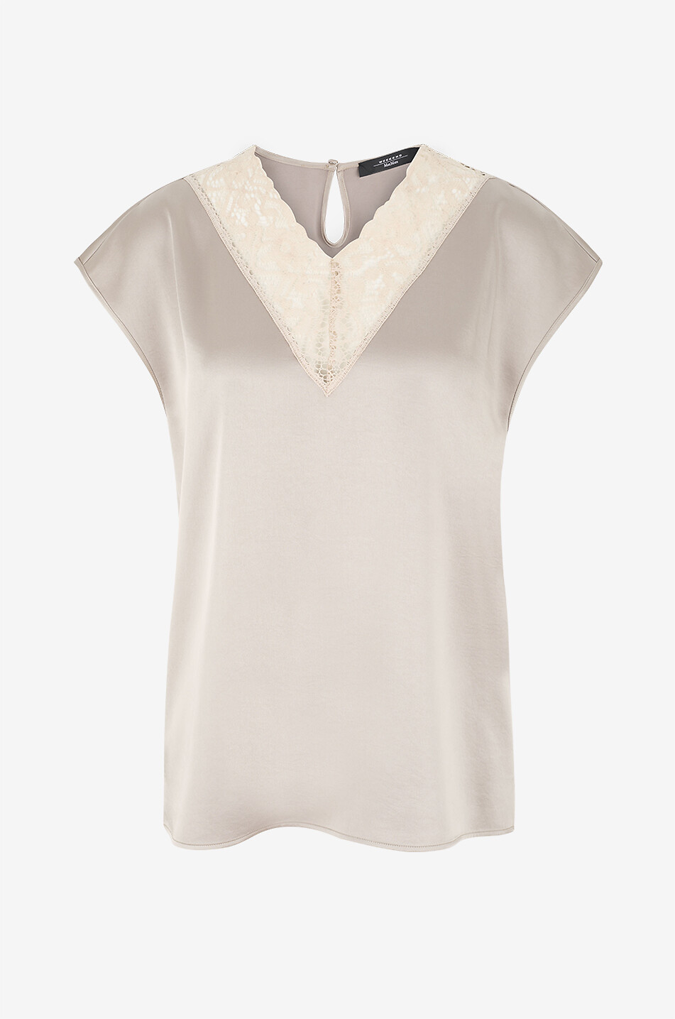 WEEKEND MAX MARA Top mit V-Ausschnitt aus Satin mit Spitze Staffa Damen BEIGE 2