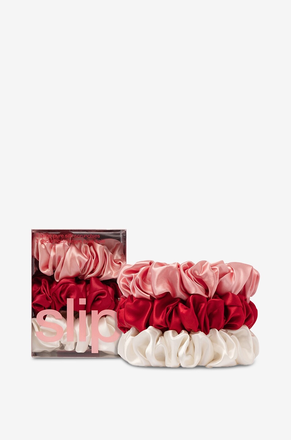 SLIP Rosy Large set of 3 silk scrunchies Unisex Colourless 2