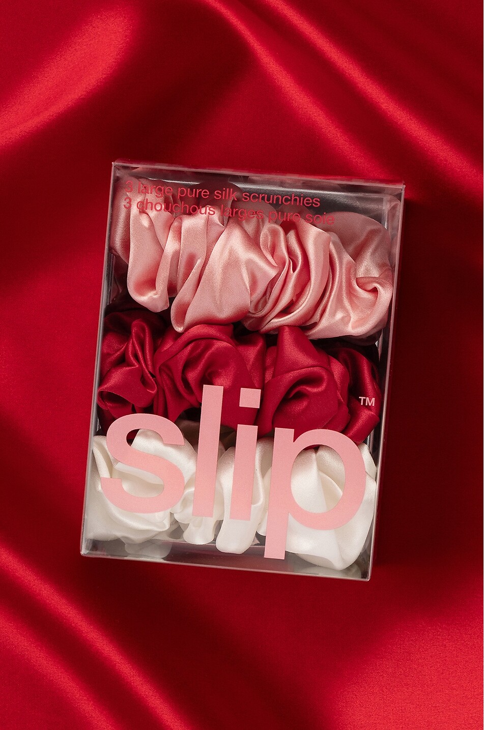 SLIP Rosy Large set of 3 silk scrunchies Unisex Colourless 3