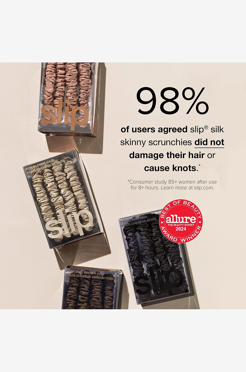 SLIP Lot de 6 élastiques pour cheveux en soie Sweetie Skinny Unisexe Incolore 5