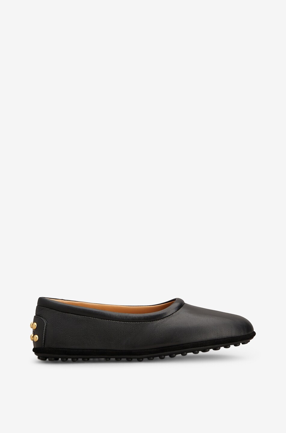 TOD'S Ballerinas mit runder Kappe aus Nappaleder mit goldenen Nieten Damen SCHWARZ 1