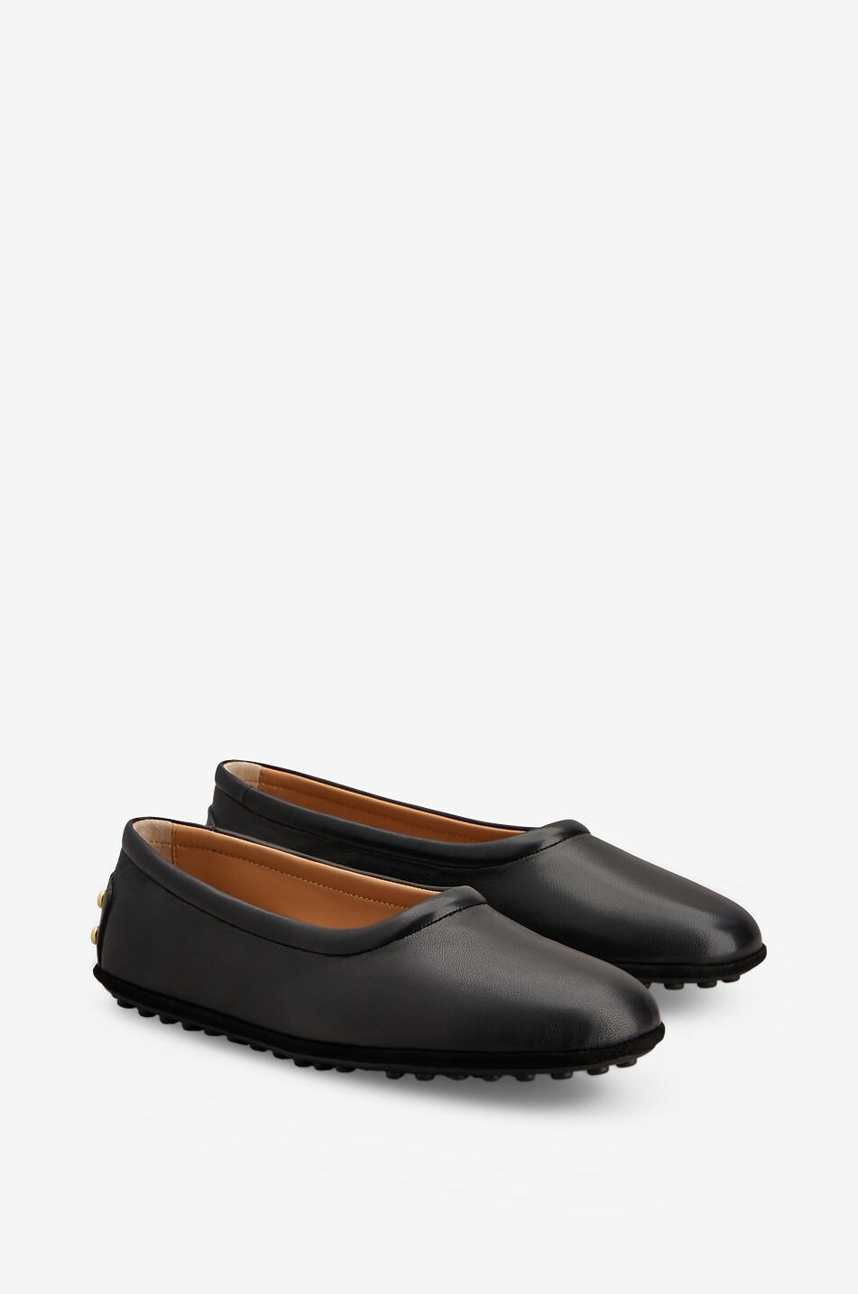 TOD'S Ballerinas mit runder Kappe aus Nappaleder mit goldenen Nieten Damen SCHWARZ 2