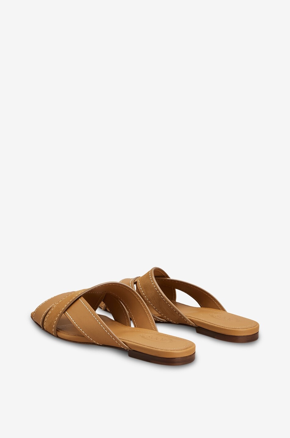 TOD'S Flache Sandalen aus Leder und Wildleder Damen HELLBRAUN 3