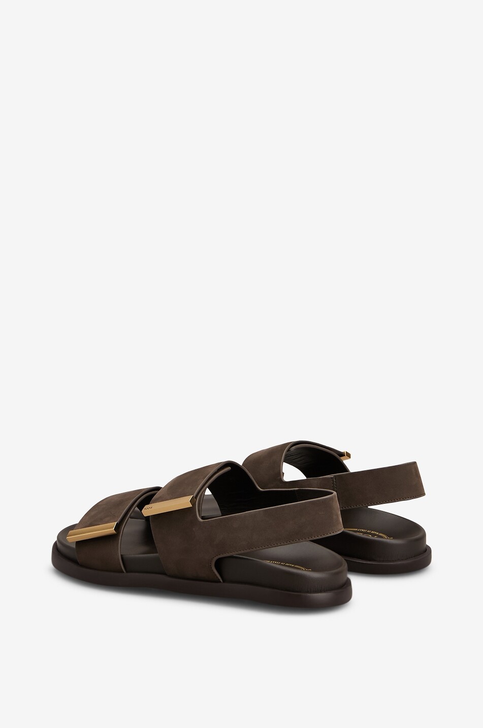TOD'S Flat nubuck leather sandals Women DARK BROWN 4