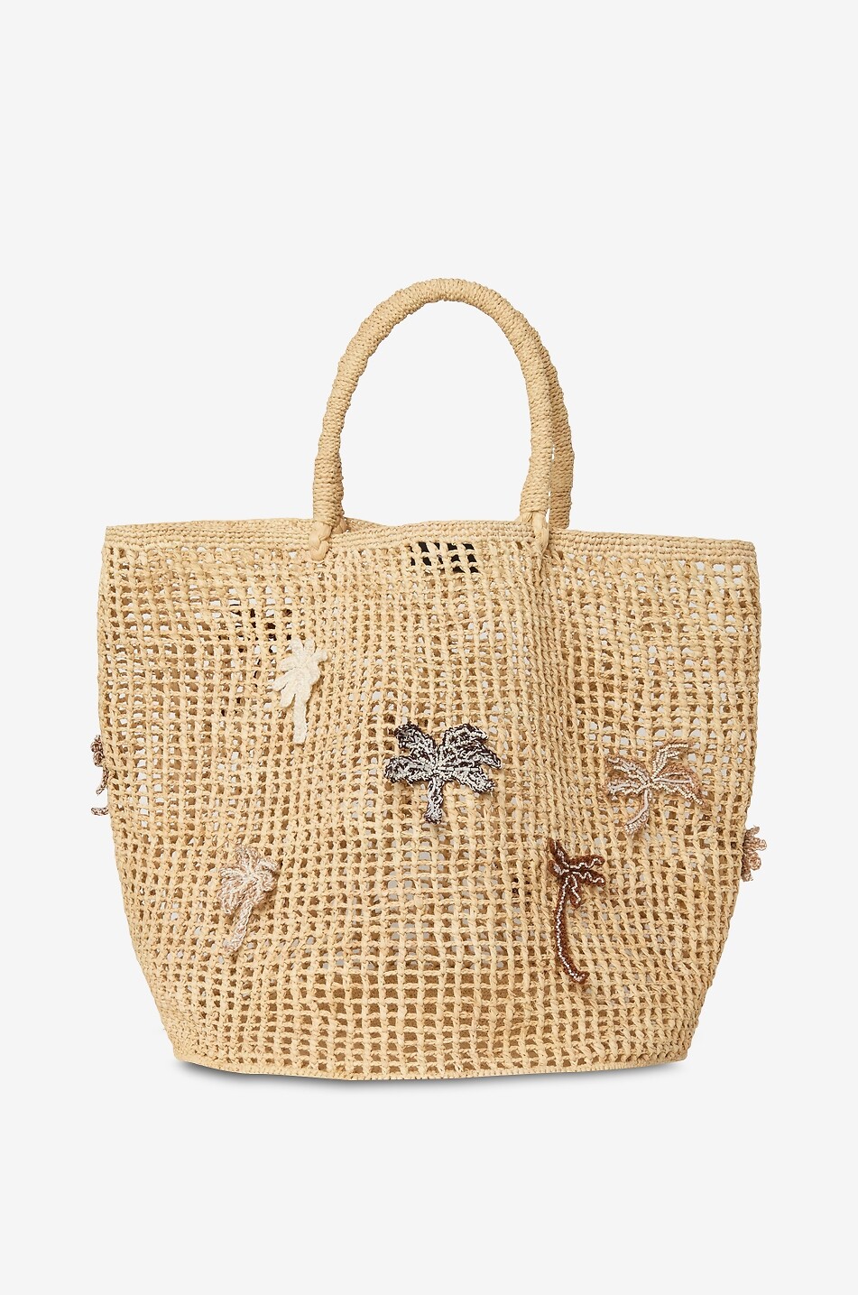 Where The Waves Begins rounded raffia tote bag