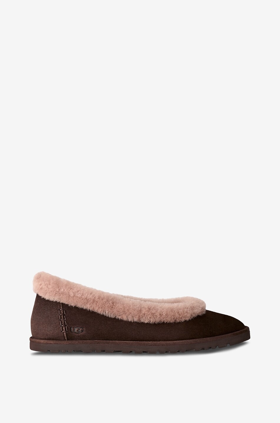 UGG Wildleder-Ballerinas mit Shearling-Futter Zora Damen DUNKELBRAUN 2