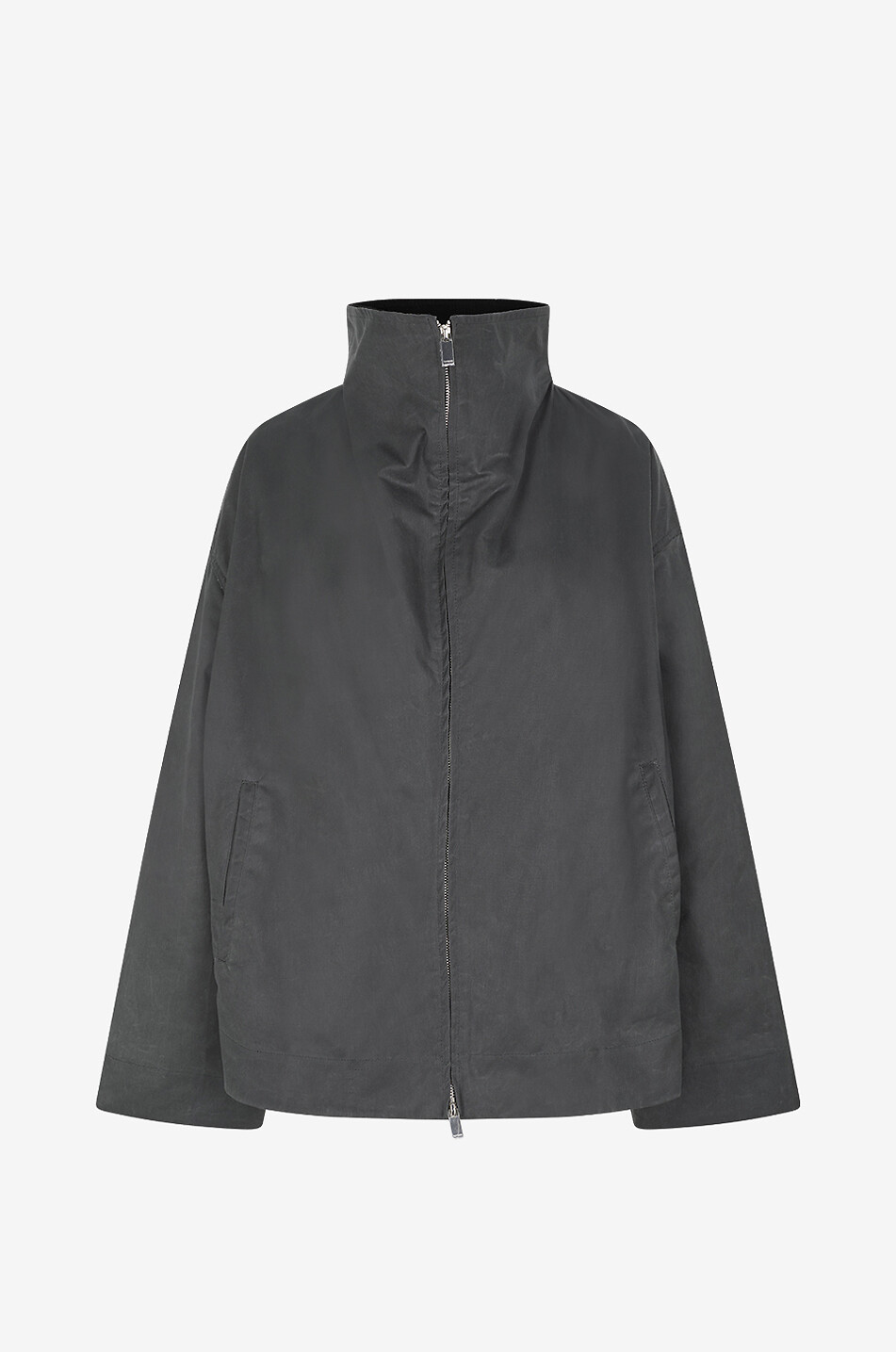 TOTEME Kurzer Mantel aus gewachstem Stoff mit Stehkragen Damen SCHWARZ 1