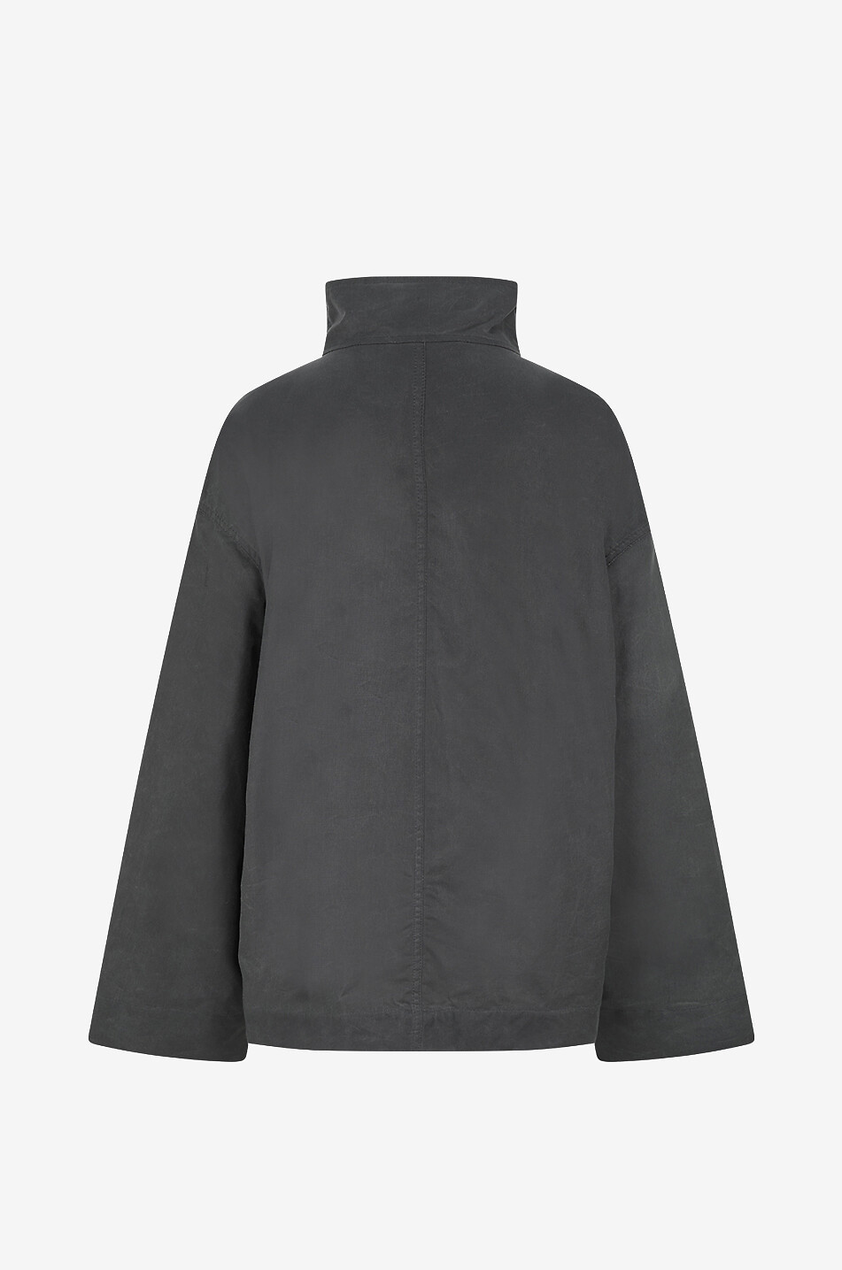 TOTEME Kurzer Mantel aus gewachstem Stoff mit Stehkragen Damen SCHWARZ 2