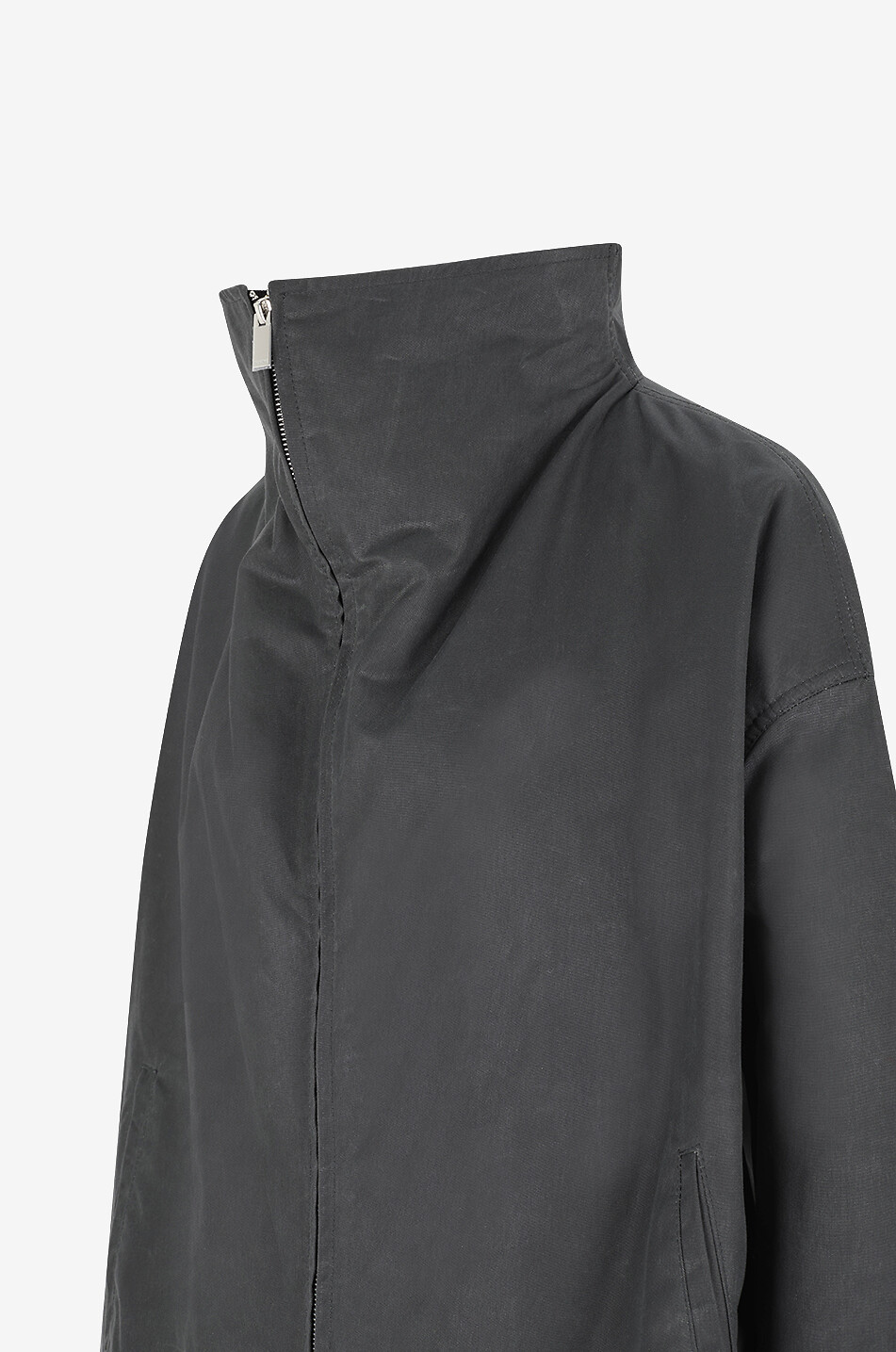 TOTEME Kurzer Mantel aus gewachstem Stoff mit Stehkragen Damen SCHWARZ 3