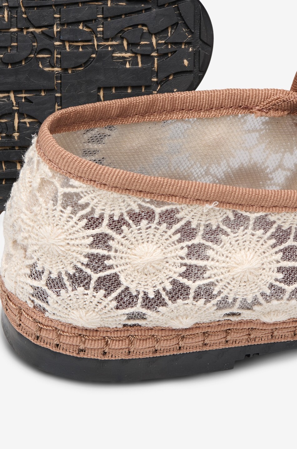 FLABELUS Ballerines babies bout rond en dentelle à motif floral Pierre Sun Flower Femme BEIGE 2