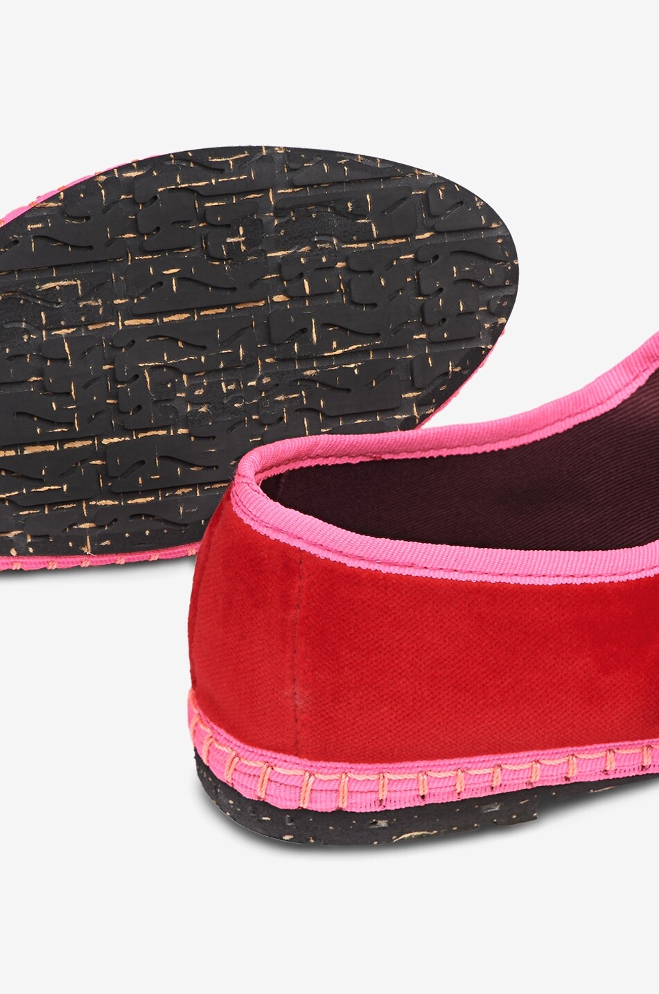 FLABELUS Aurélie round-toe cotton velvet Mary Jane ballet flats Women RED 7