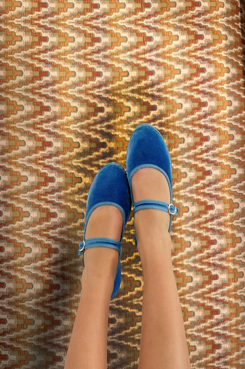 FLABELUS Ballerines babies en velours de coton Alexandra Femme BLEU 3