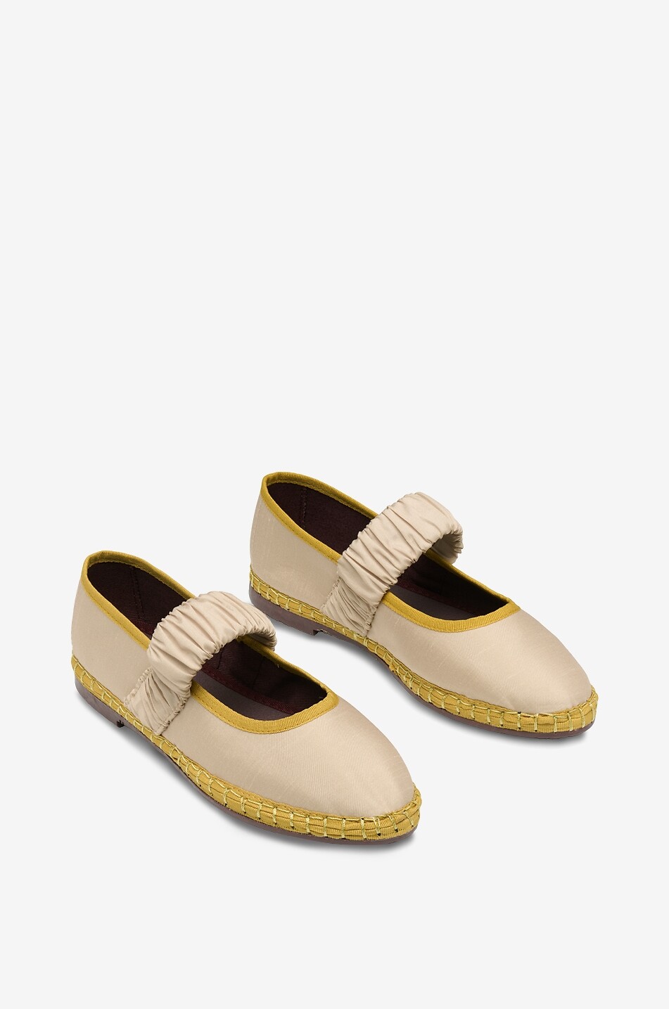 FLABELUS Ismaël round-toe linen Mary Jane ballet flats Women BEIGE 2