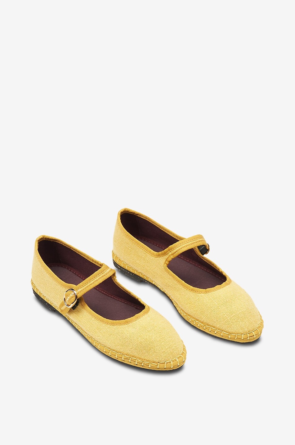 FLABELUS Ballerines babies à bout rond en toile de lin Zuihitsu Femme JAUNE 2