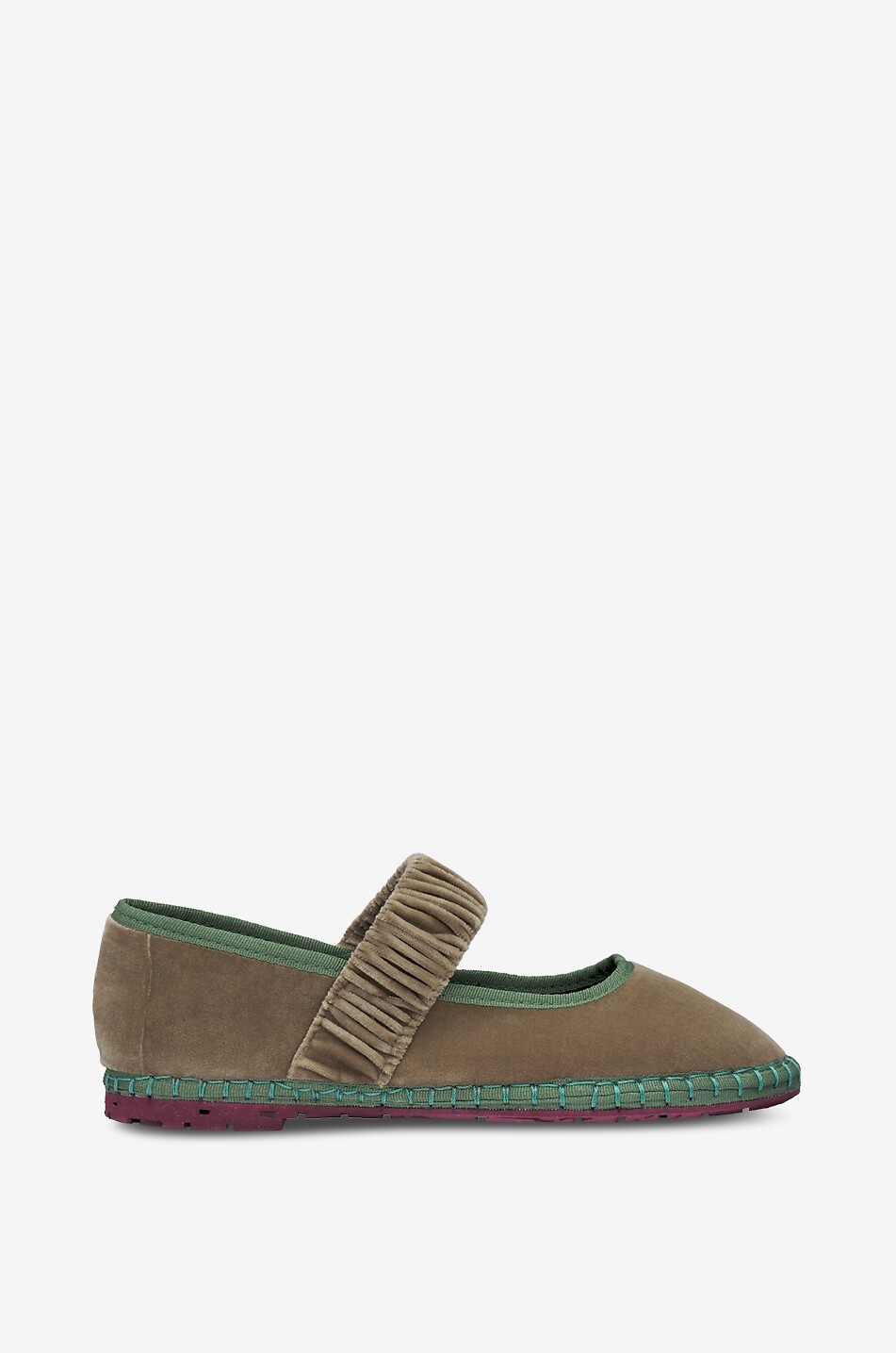 FLABELUS Ballerines babies en velours Mafalda Mossu Femme KAKI 1