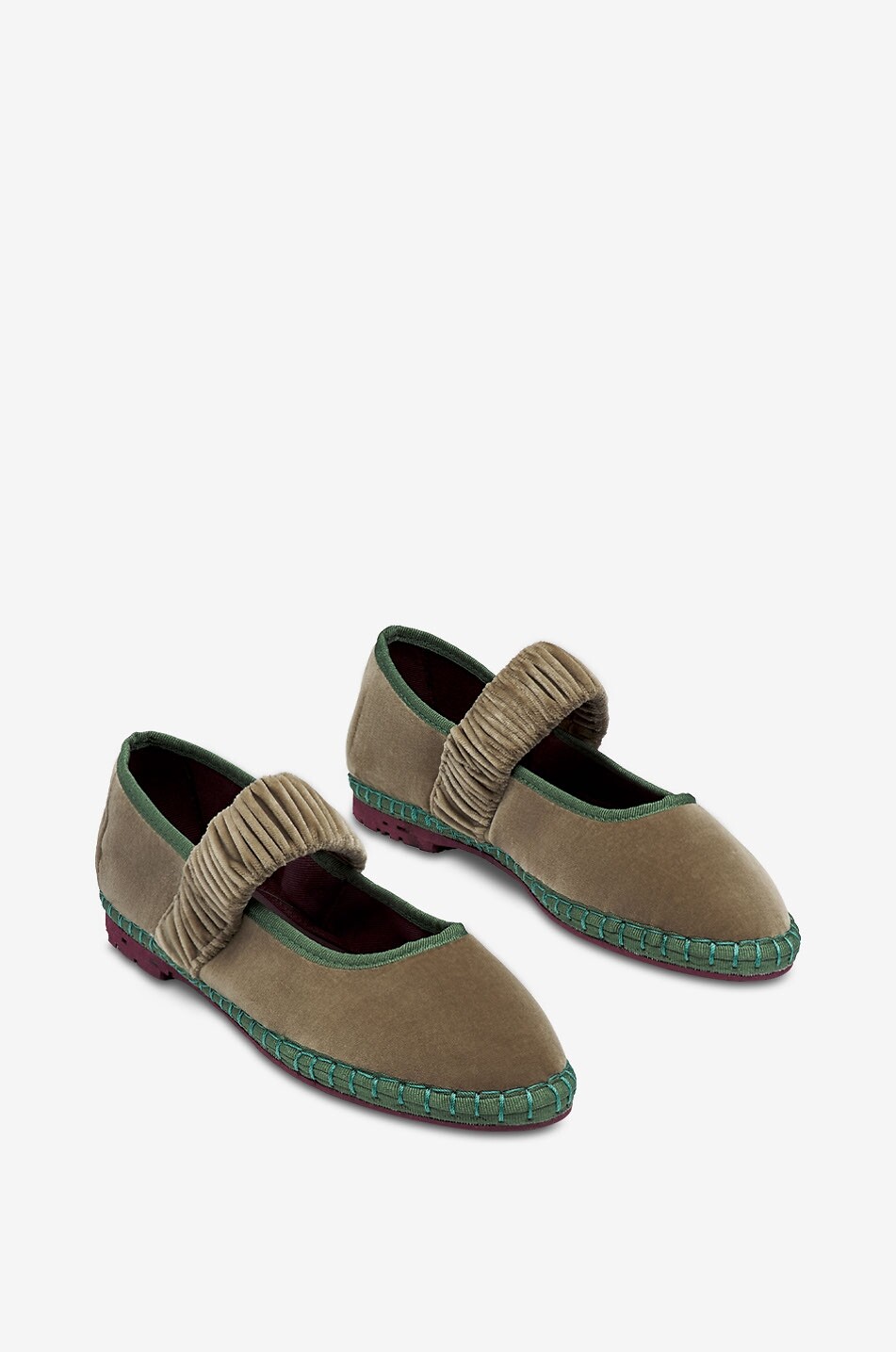 FLABELUS Ballerines babies en velours Mafalda Mossu Femme KAKI 2