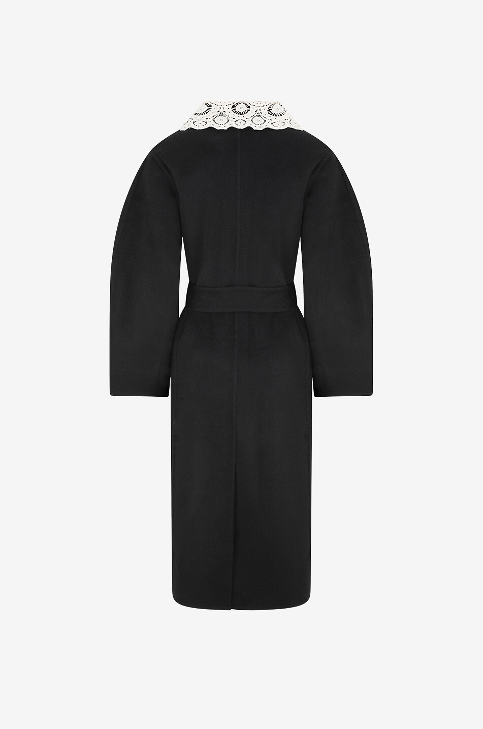 SEA Langer Wollmantel mit Spitzenkragen Ellison Damen SCHWARZ 2