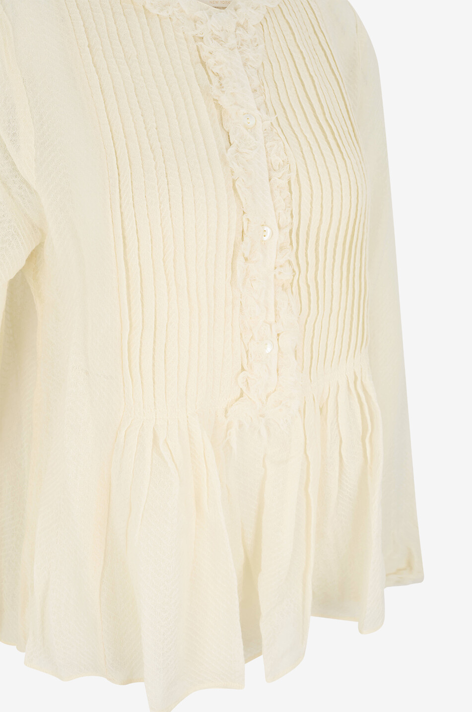ULLA JOHNSON Adriel wool gauze ruffled tunic blouse Women EGGSHELL 3