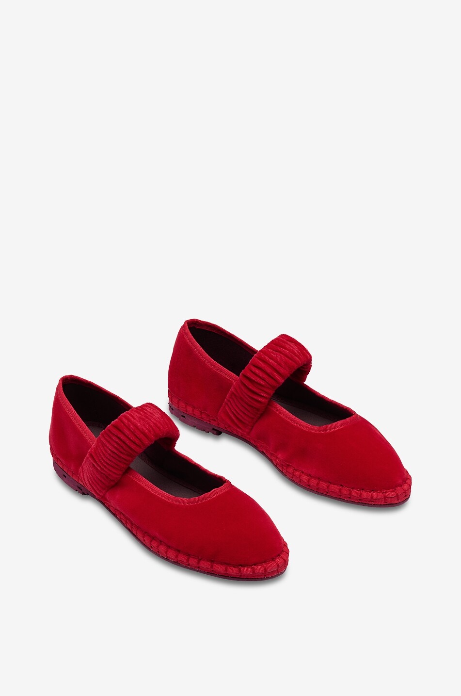 FLABELUS Ballerines babies en velours de coton Mafalda Femme ROUGE 2