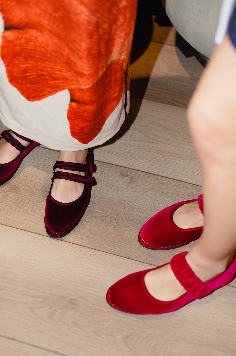 FLABELUS Ballerines babies en velours de coton Mafalda Femme ROUGE 3