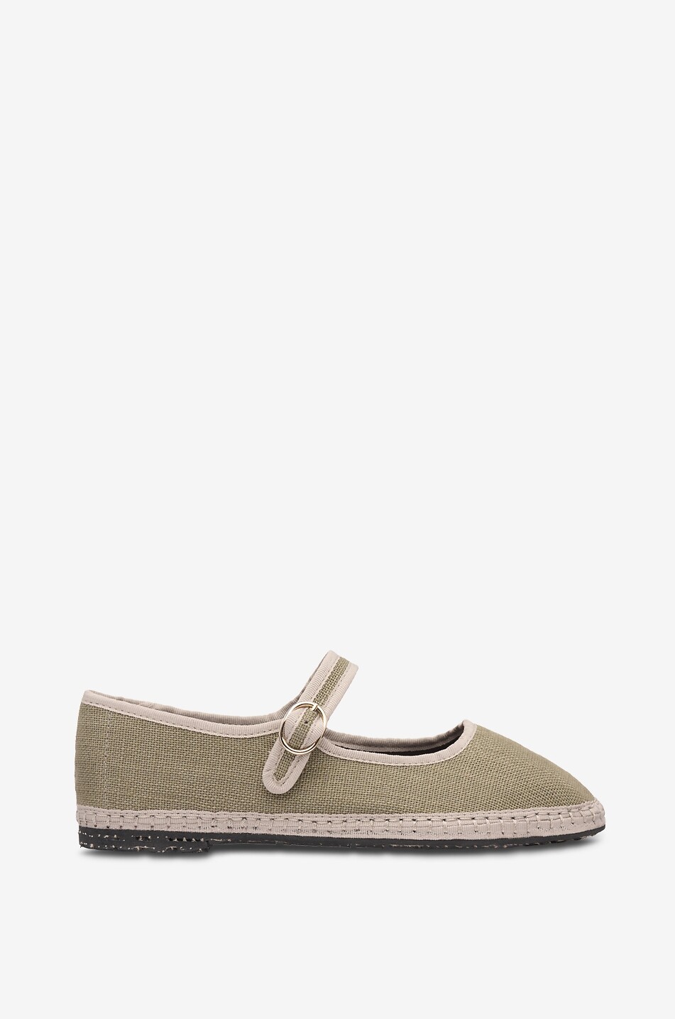 FLABELUS Ballerines babies à bout rond en toile de lin Zuihitsu Femme KAKI 1