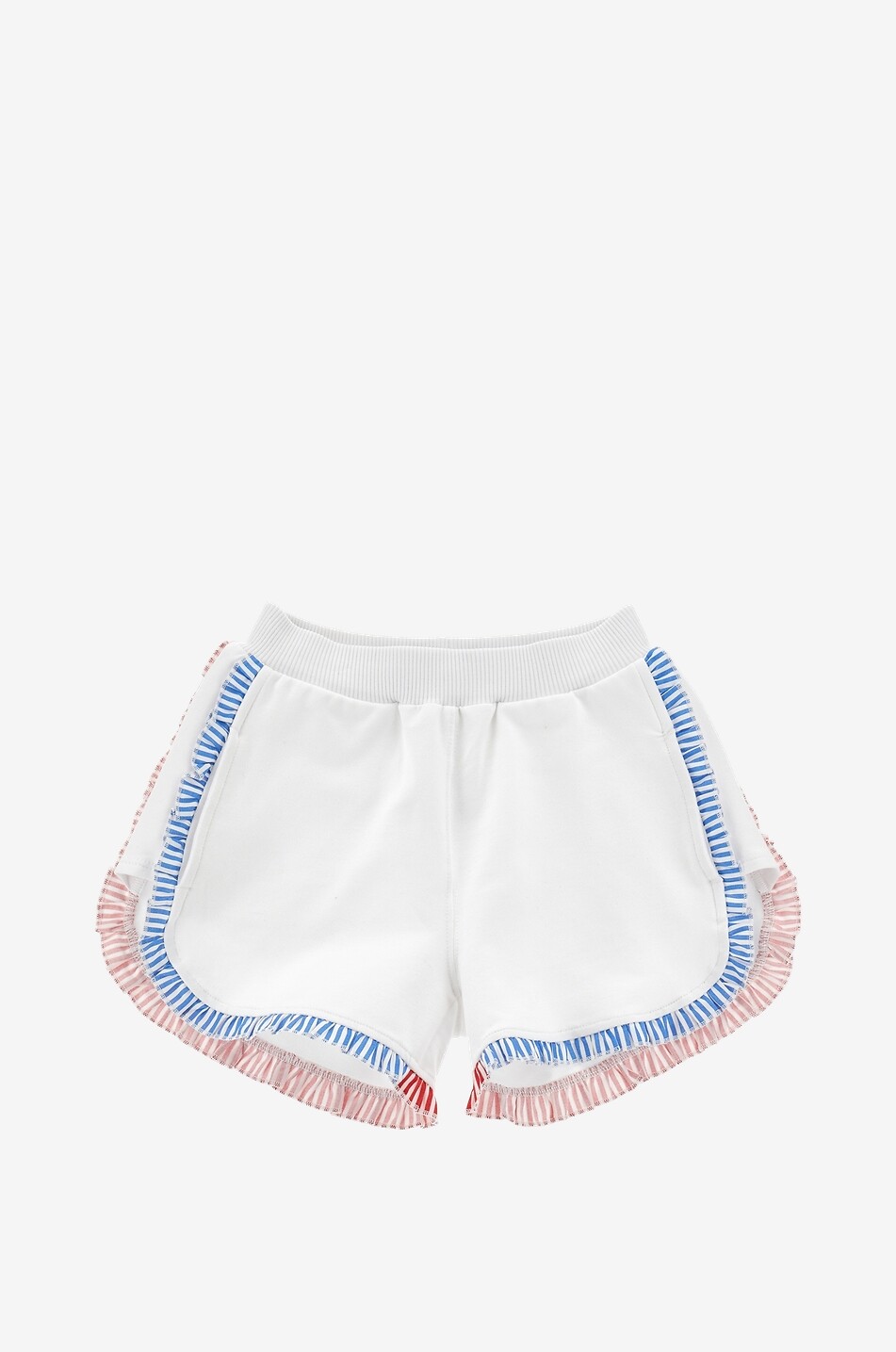 MONNALISA Short fille en molleton à volants rayés Fille BLANC 1