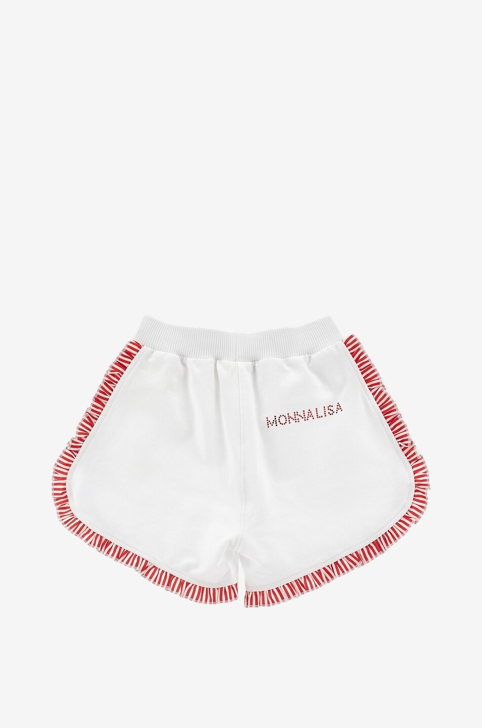 MONNALISA Short fille en molleton à volants rayés Fille BLANC 2