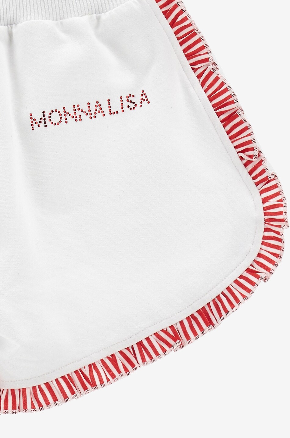 MONNALISA Short fille en molleton à volants rayés Fille BLANC 3