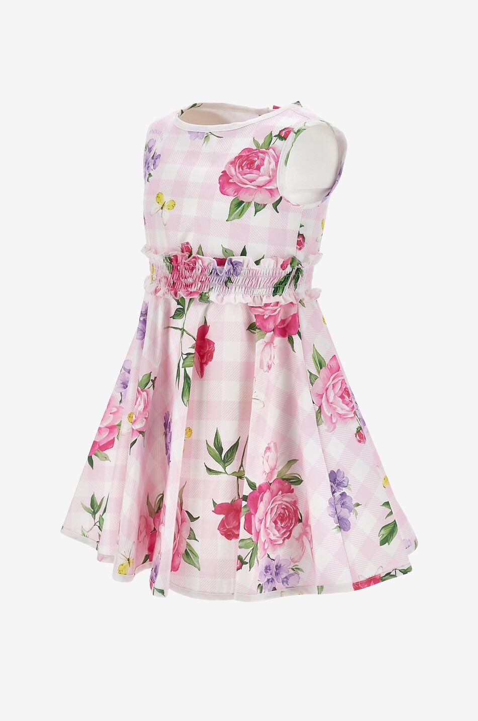 MONNALISA Girl's floral checked cotton dress Girl PINK 3