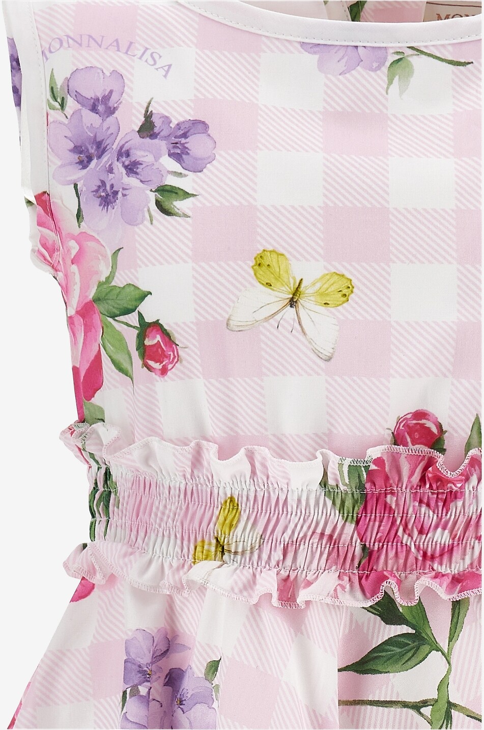 MONNALISA Girl's floral checked cotton dress Girl PINK 4