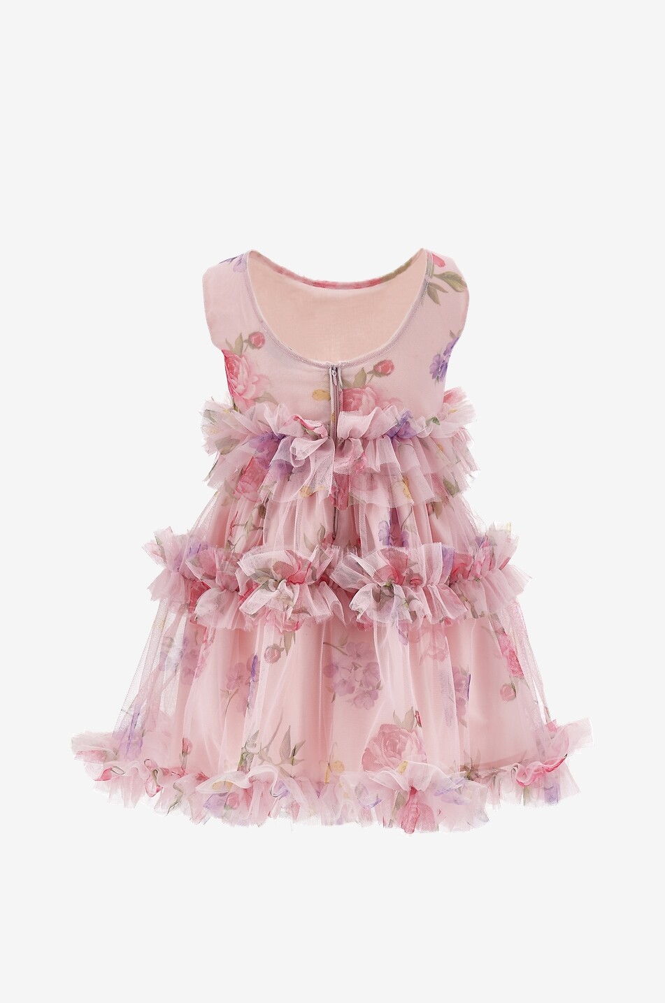 MONNALISA Girl's sleeveless floral tulle lined dress Girl PINK 2