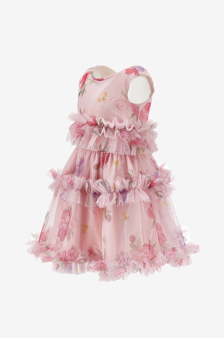 MONNALISA Girl's sleeveless floral tulle lined dress Girl PINK 6