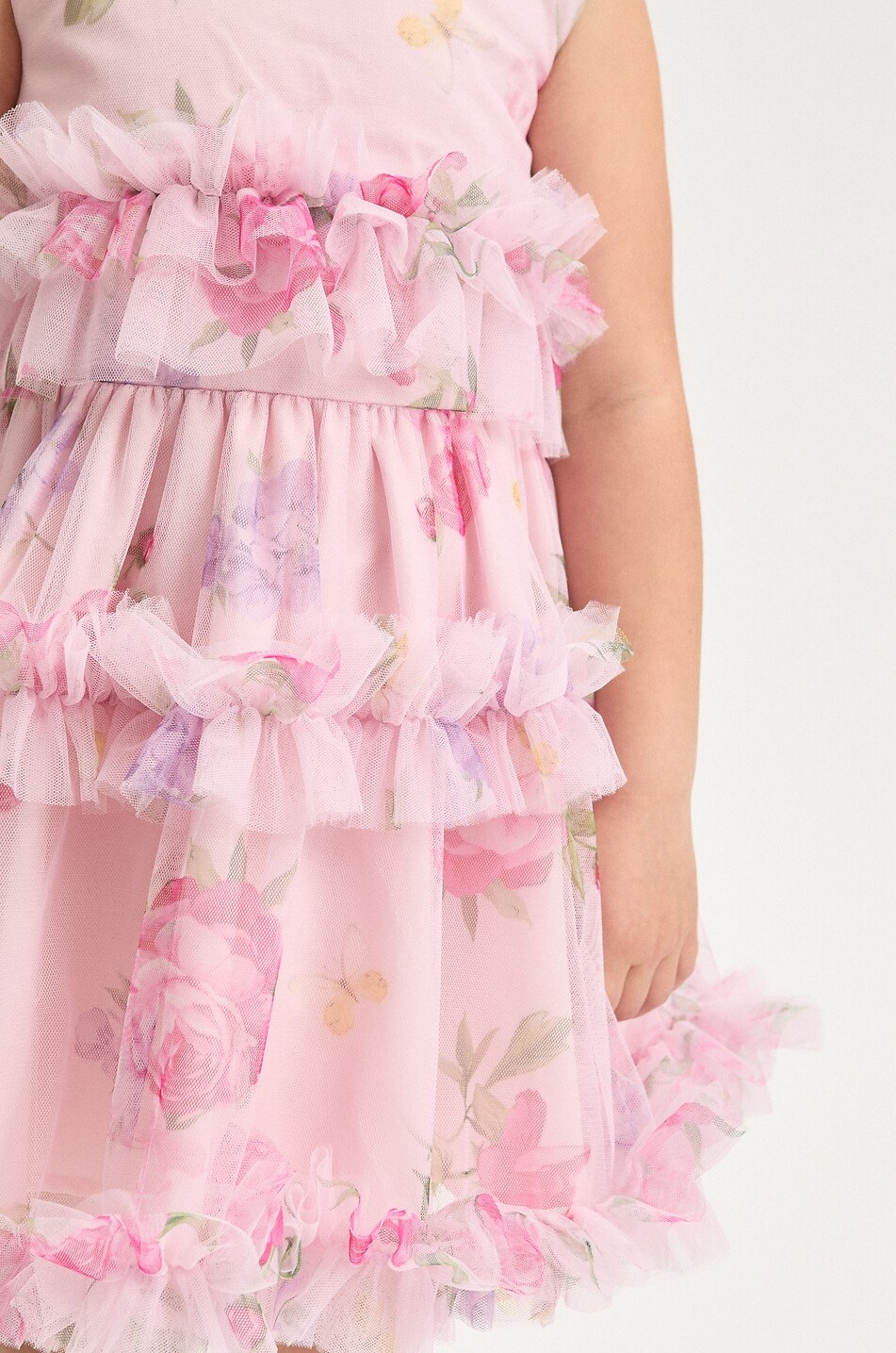 MONNALISA Girl's sleeveless floral tulle lined dress Girl PINK 5