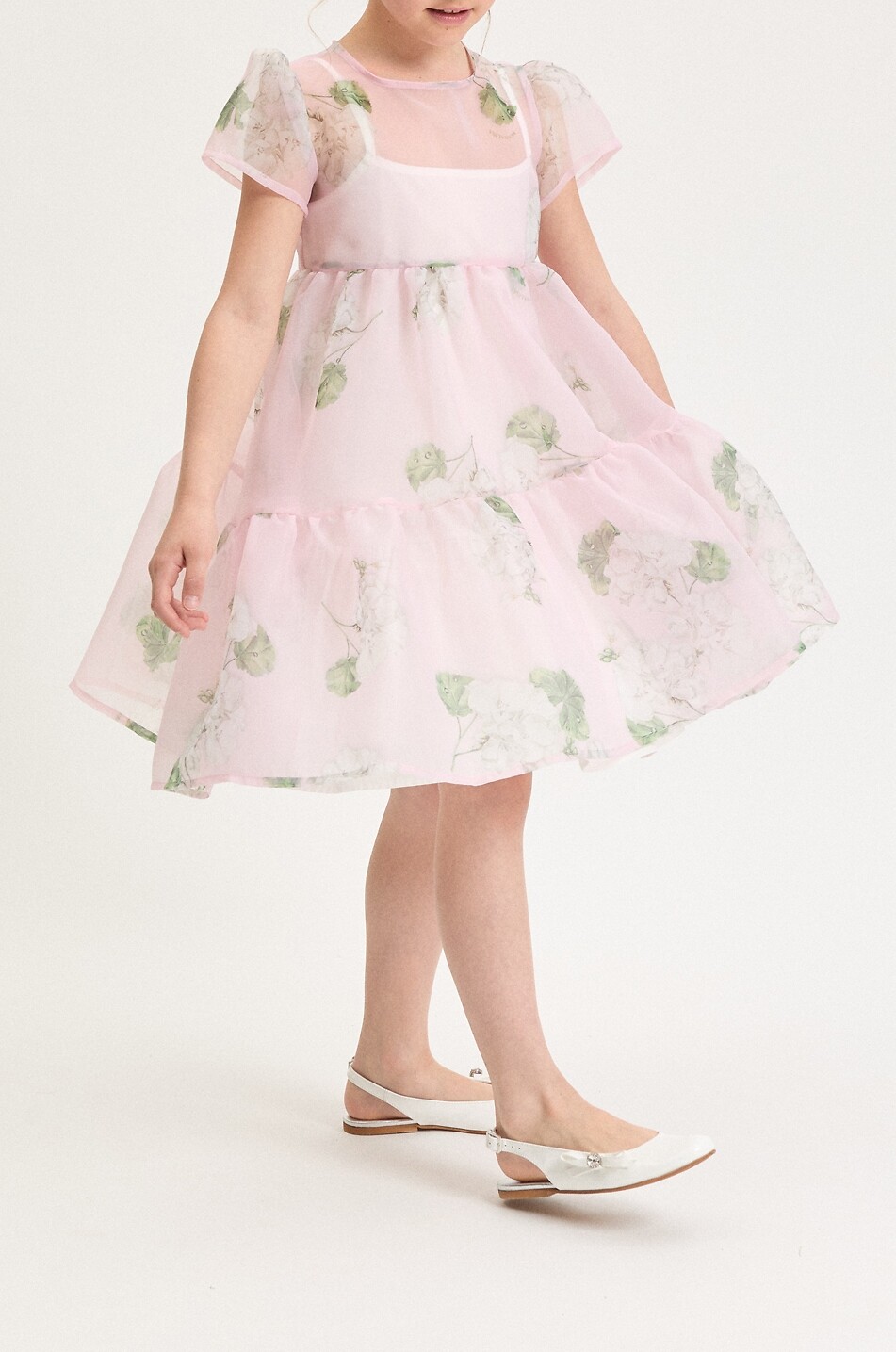 MONNALISA Mädchenkleid aus Tüll mit Rosenprint Mädchen ROSA 3