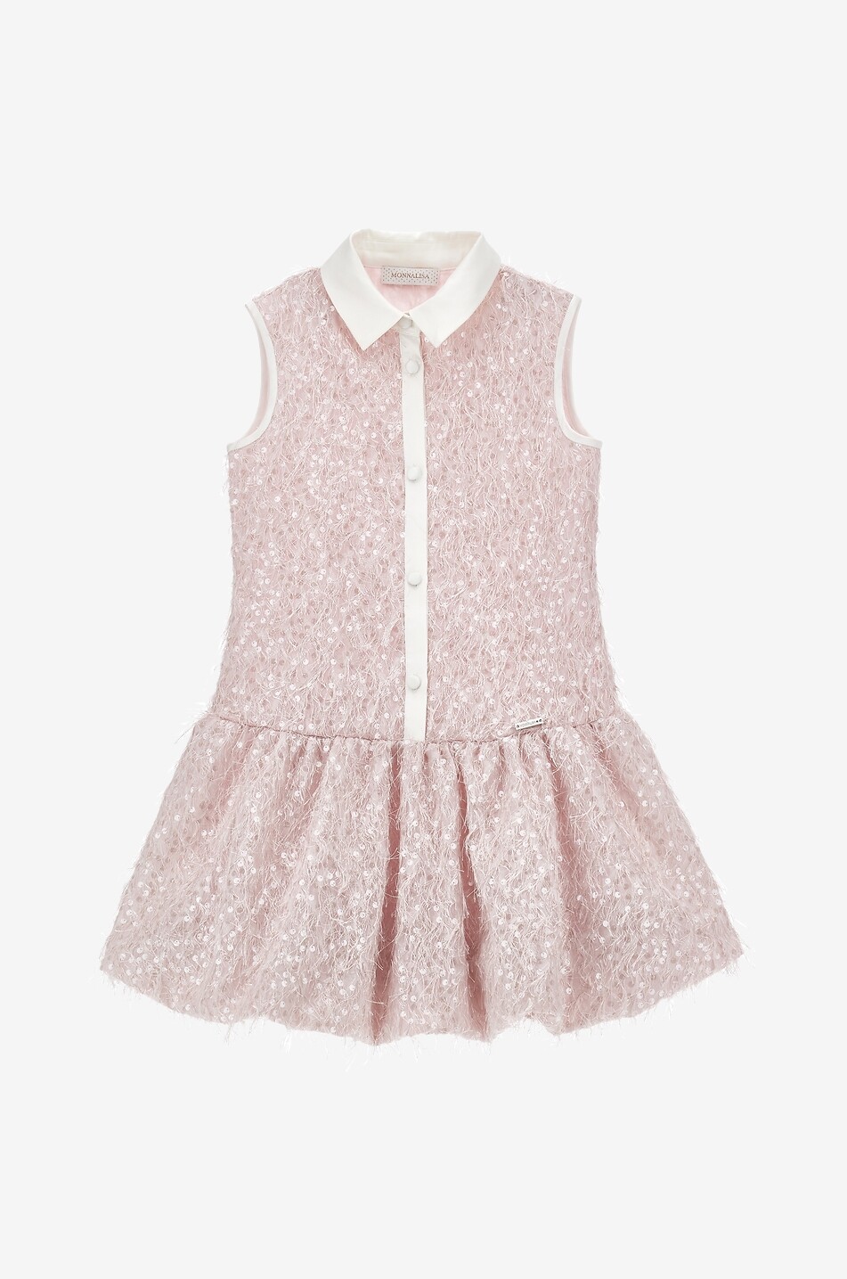 MONNALISA Sequin and feather adorned sleeveless girls' shirt dress Girl PINK 1