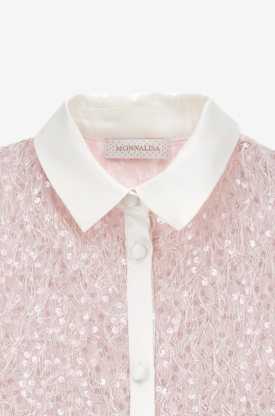 MONNALISA Sequin and feather adorned sleeveless girls' shirt dress Girl PINK 3