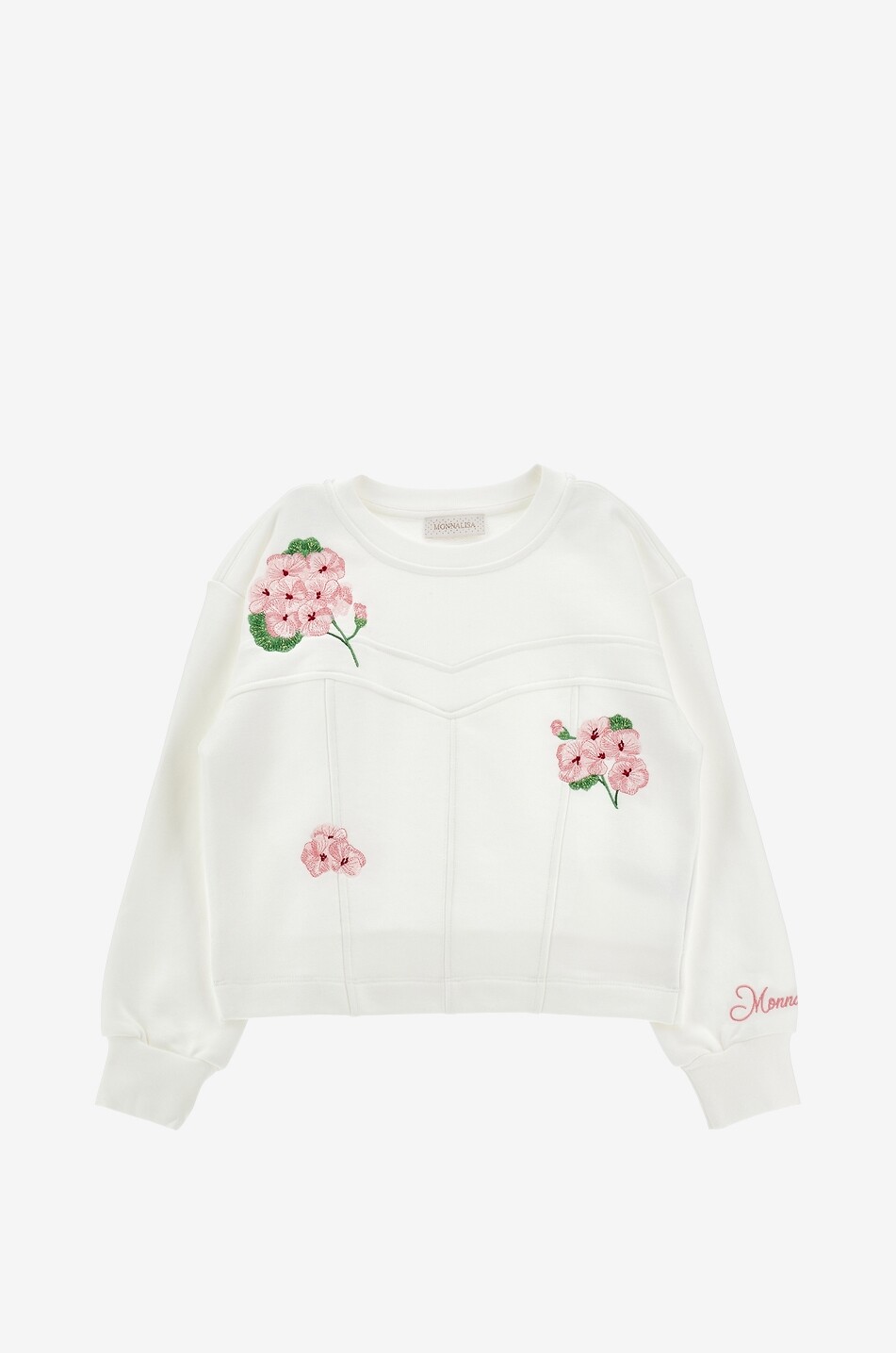 MONNALISA Sweat-shirt bustier fille à broderies florales Fille BLANC CASSE 1