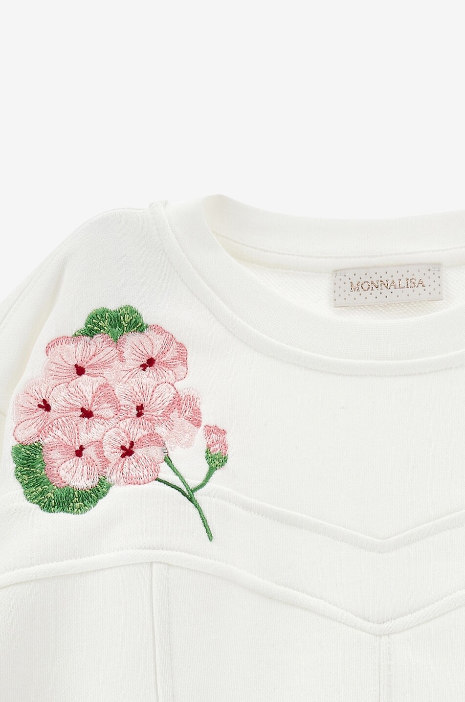 MONNALISA Sweat-shirt bustier fille à broderies florales Fille BLANC CASSE 3