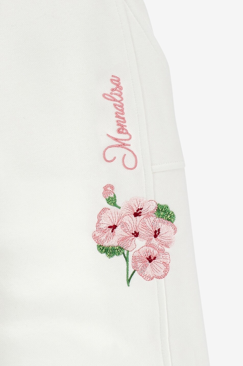 MONNALISA Flower embroidered girls' wide-leg jogging trousers Girl EGGSHELL 3