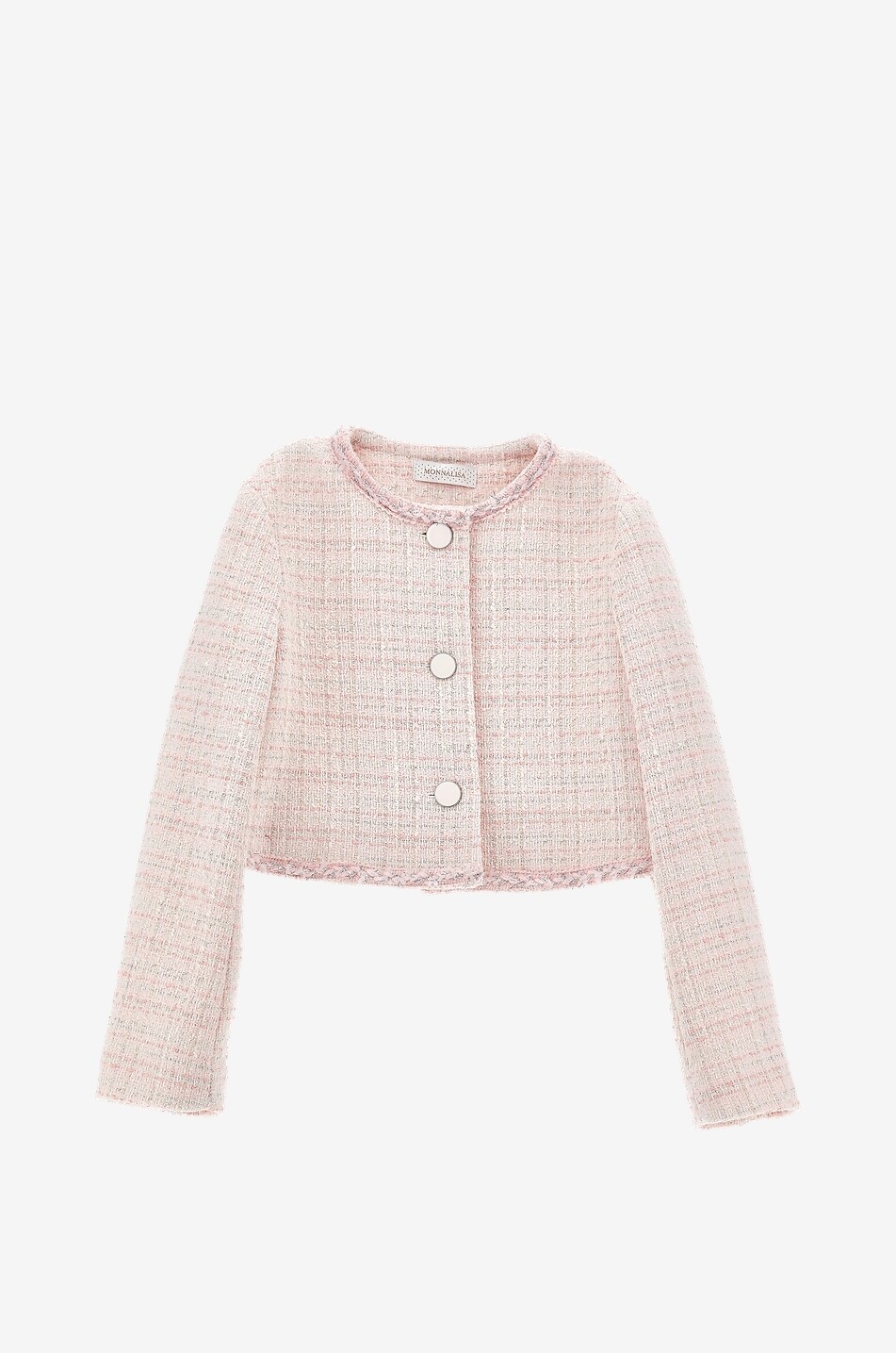 MONNALISA Karierte Mädchen-Baumwolltweed-Jacke Bon Ton Mädchen HELLROSA 1