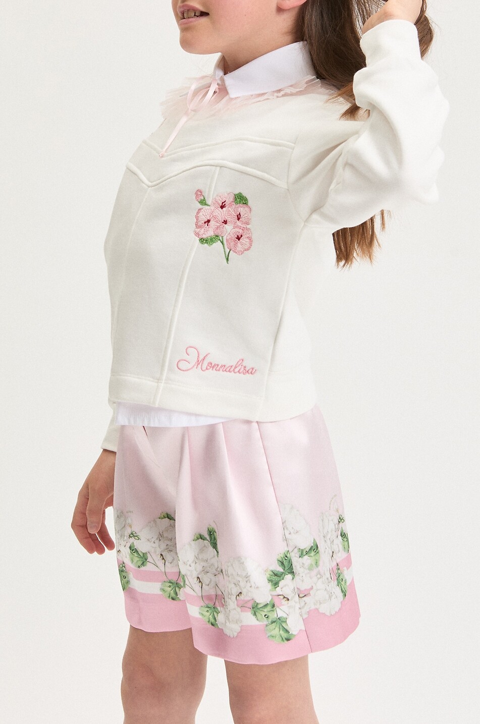 MONNALISA Mädchen-Bundfaltenshorts aus geblümtem Satin Mädchen ROSA 4