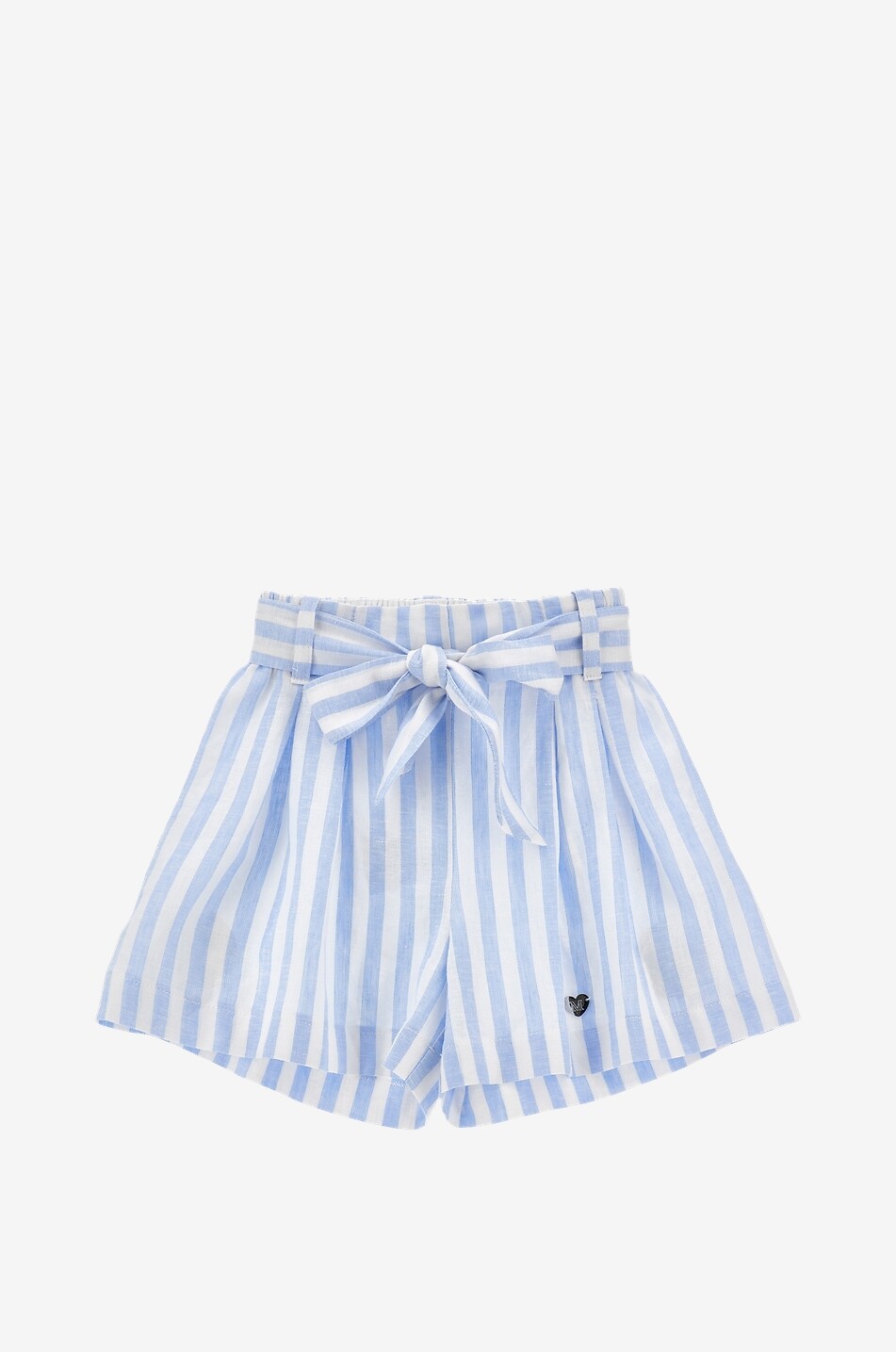 Short en toile rayé à logo brodé fille