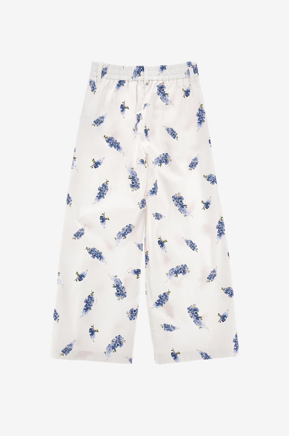 MONNALISA Floral cotton wide-leg pleated girls' trousers Girl EGGSHELL 2