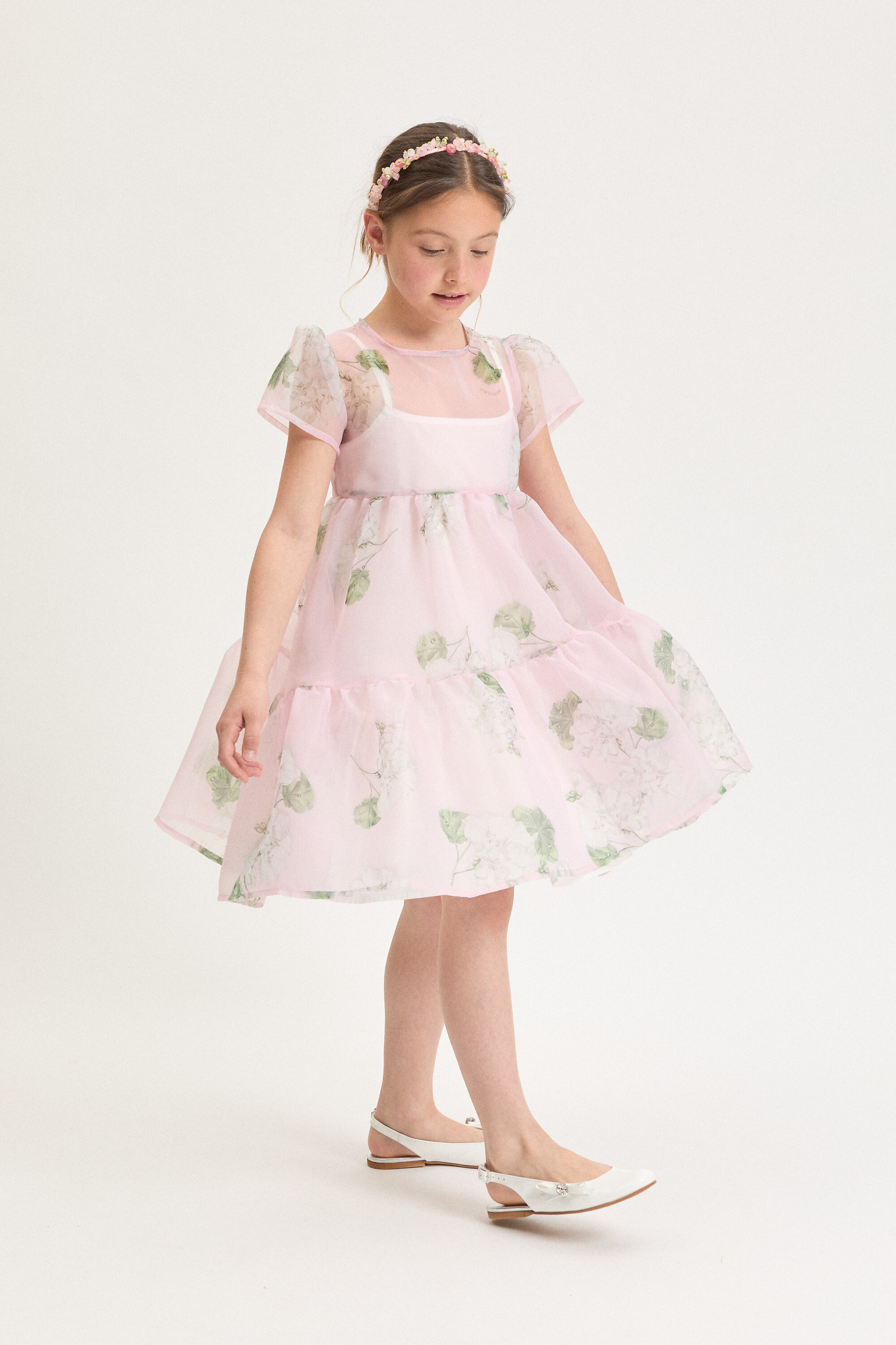 MONNALISA Robe fille en tulle imprimée roses Fille ROSE 3