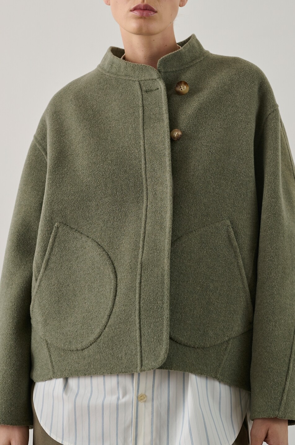 SOEUR Boxy-Kurzmantel aus Wolle Windsor Damen GRÜN 4